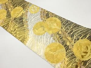 丸文に鳳凰・蝶・松・波模様織出し袋帯